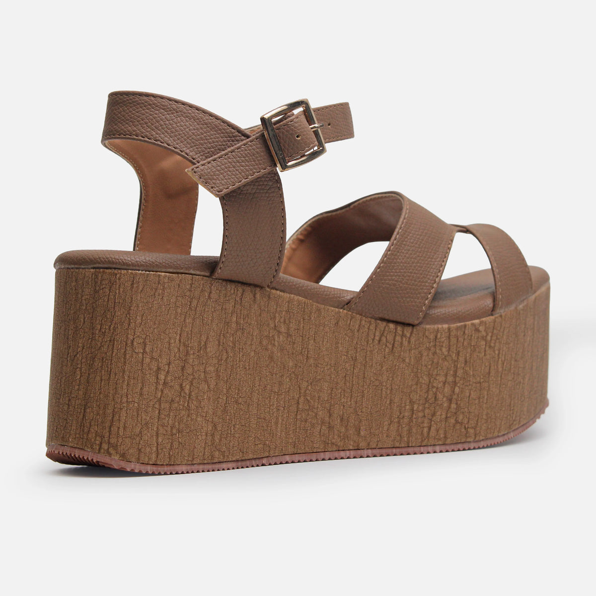 Sandalia plataforma lunaria de sintético para mujer - Taupe