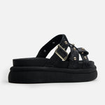 Sandalia chunky amarilis de cuero para mujer - Negro