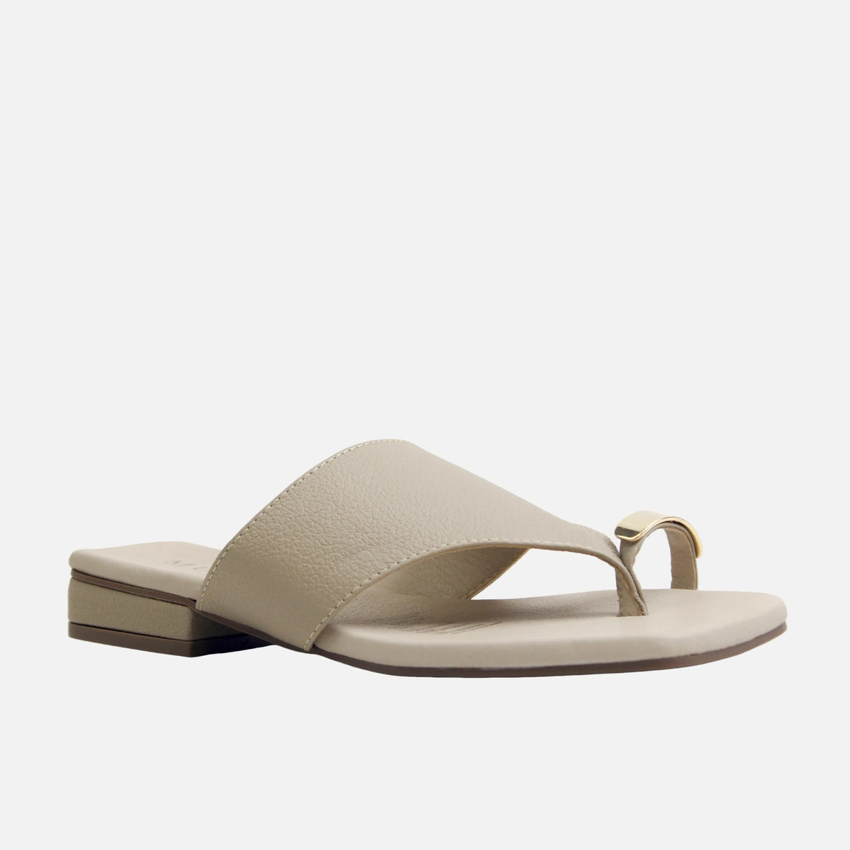 Sandalia plana nora de cuero para mujer - Taupe