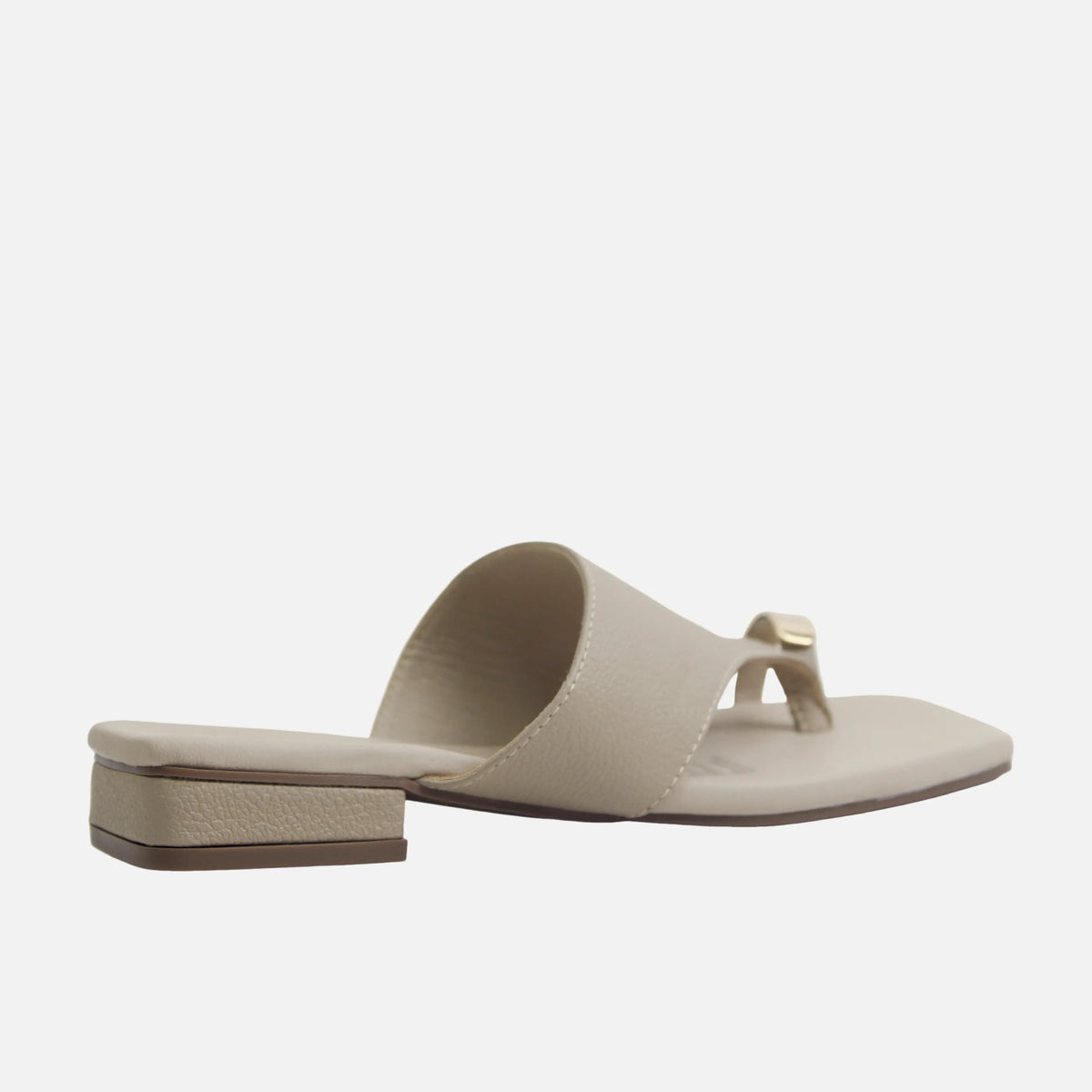 Sandalia plana nora de cuero para mujer - Taupe