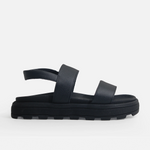 Sandalia flatform maure de cuero para mujer - Negro