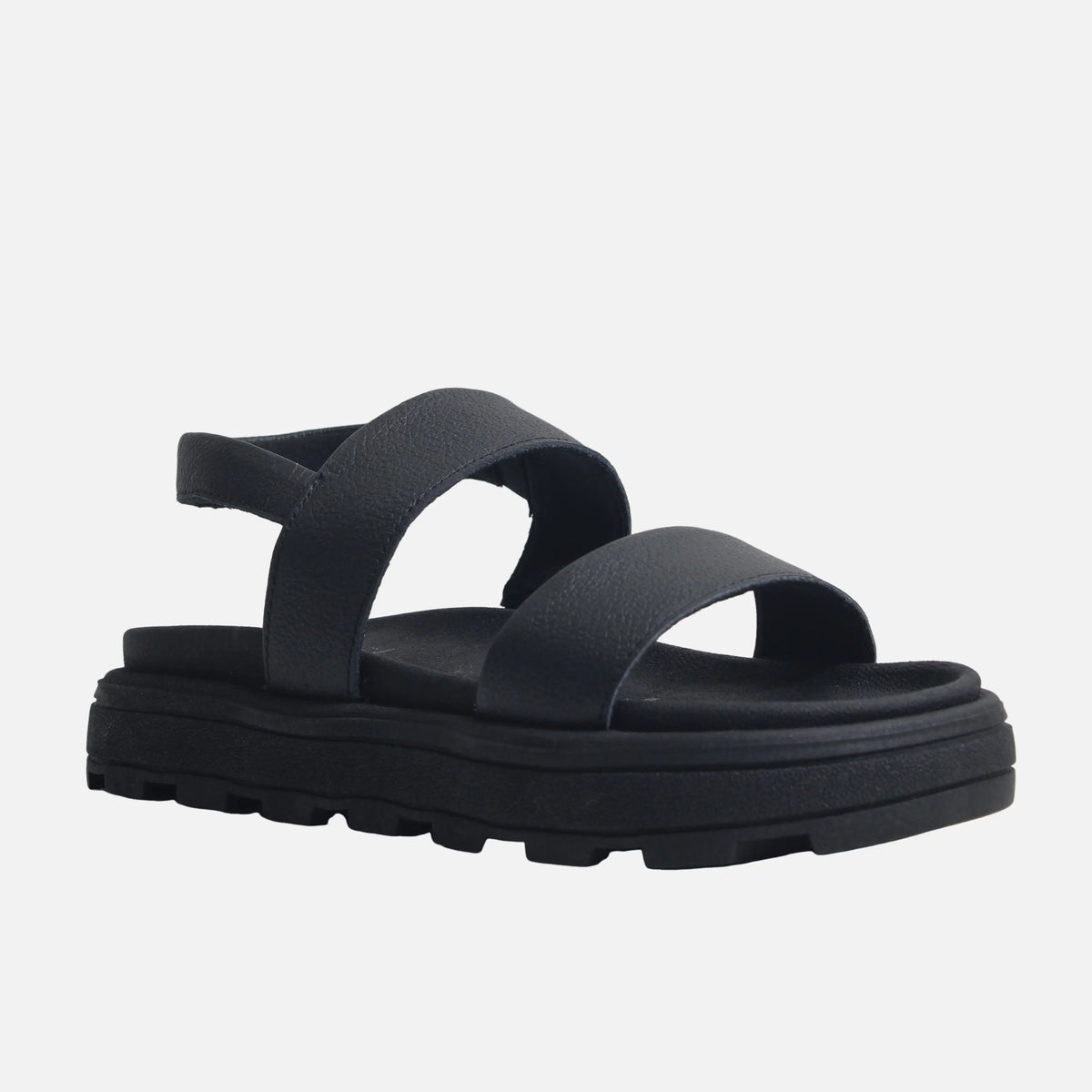 Sandalia flatform maure de cuero para mujer - Negro