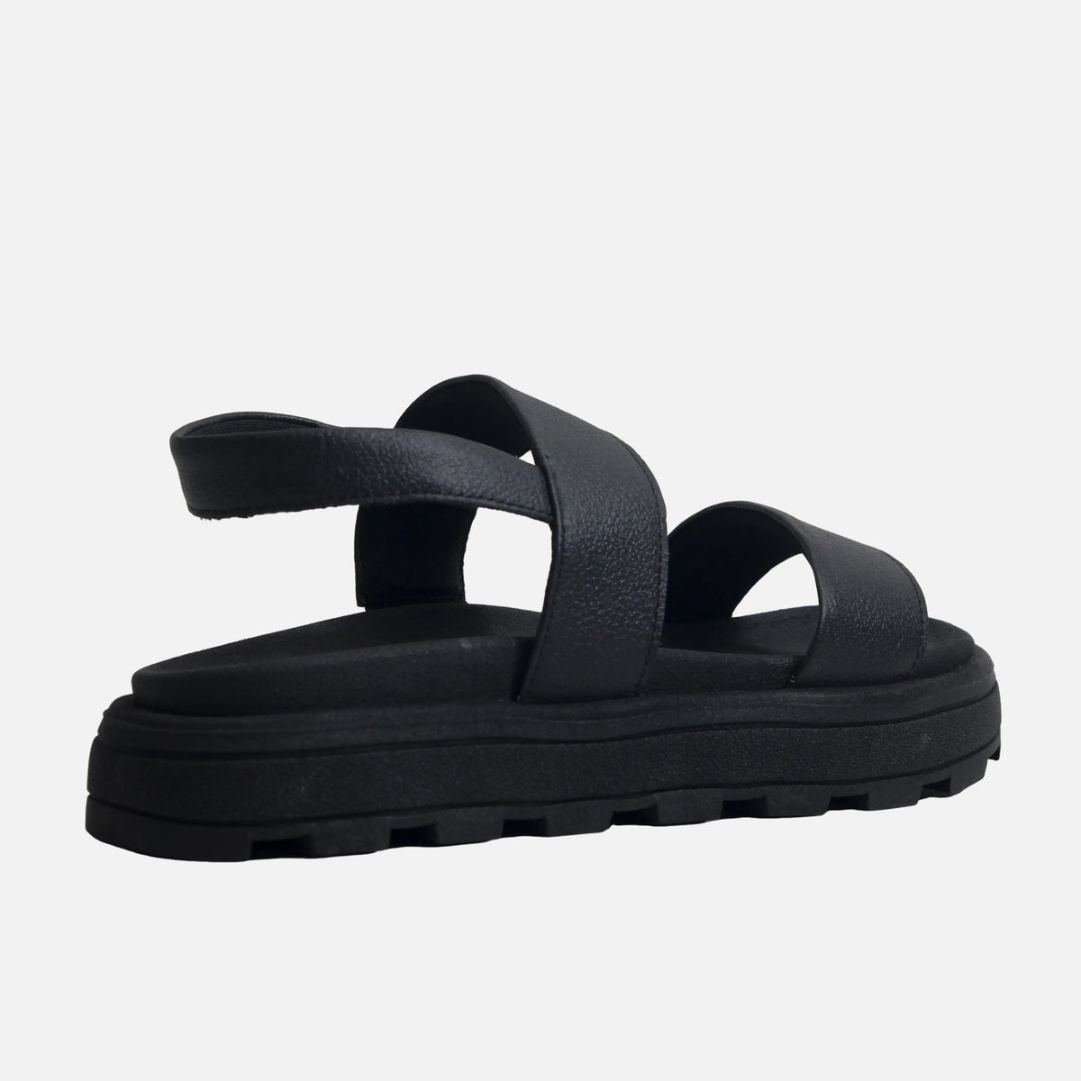 Sandalia flatform maure de cuero para mujer - Negro