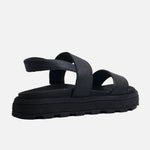 Sandalia flatform maure de cuero para mujer - Negro