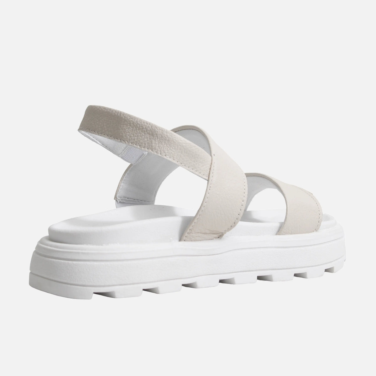 Sandalia flatform maure de cuero para mujer - Hueso