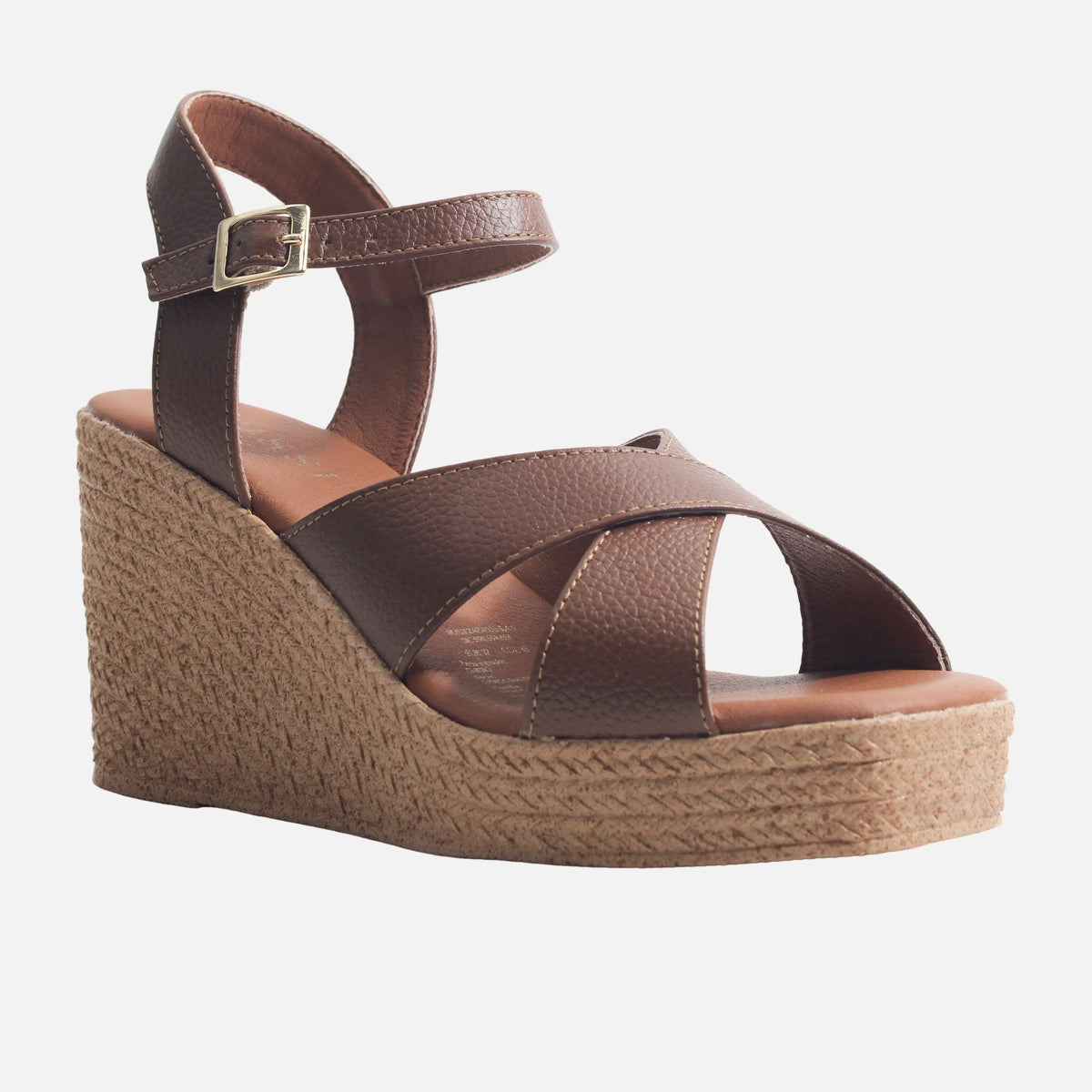 Sandalia plataforma nirel de cuero para mujer - Miel