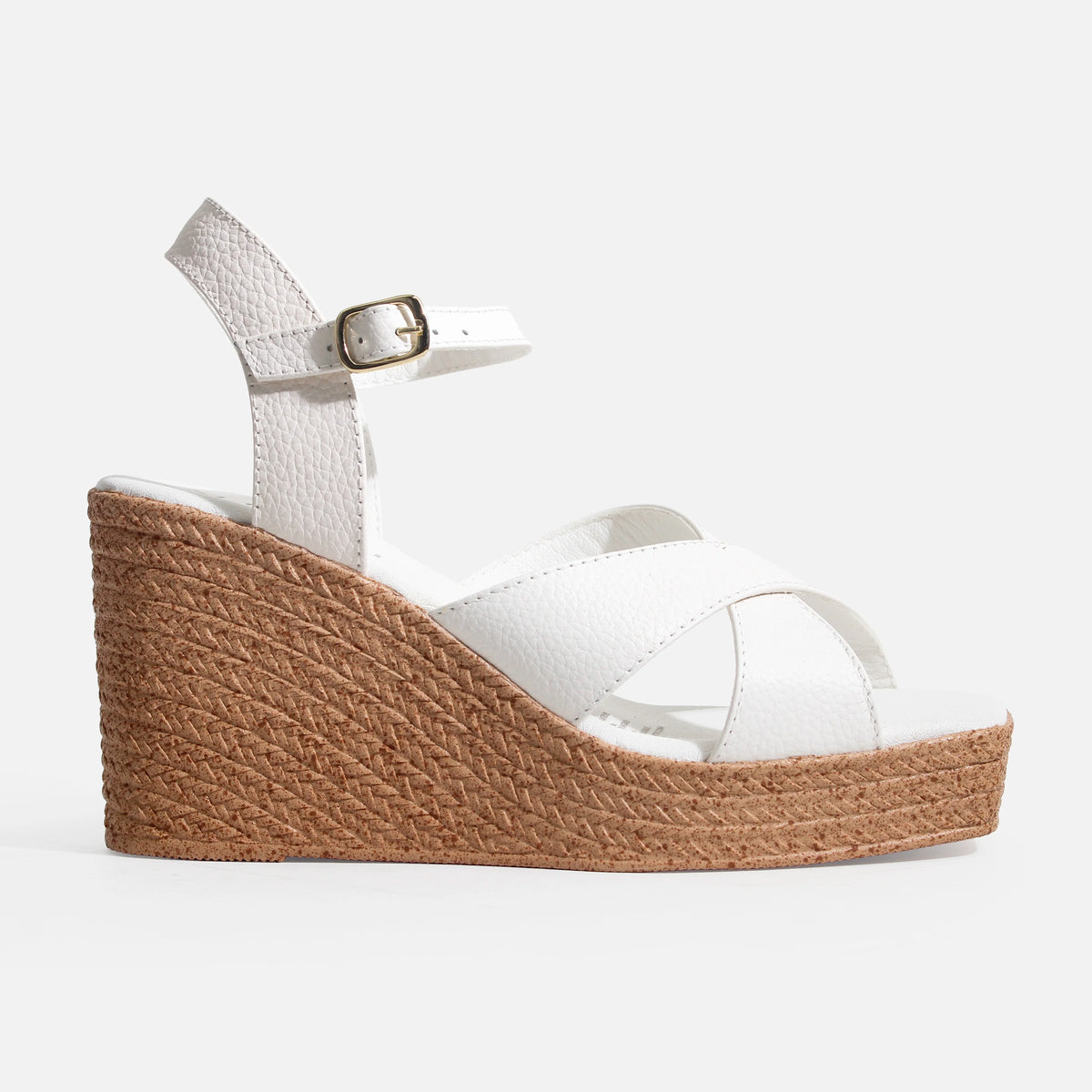 Sandalia plataforma nirel de cuero para mujer - Hueso