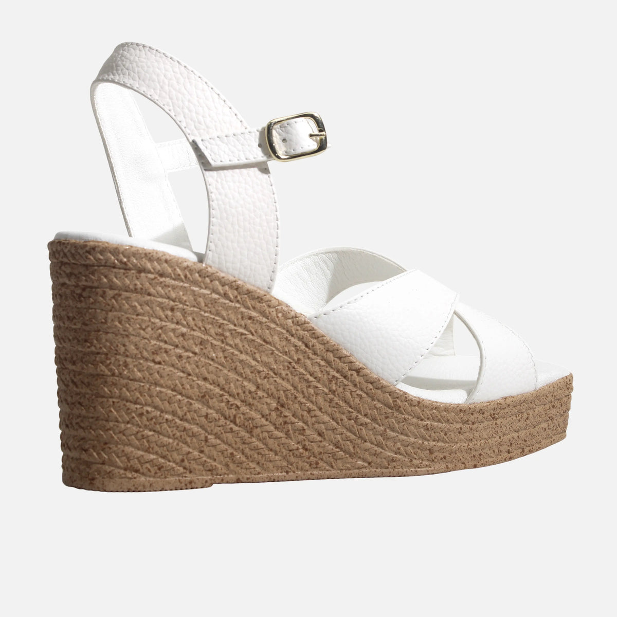 Sandalia plataforma nirel de cuero para mujer - Hueso
