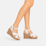 Sandalia plataforma nirel de cuero para mujer - Hueso