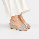 Sandalia plataforma aurel de cuero para mujer - Plateado