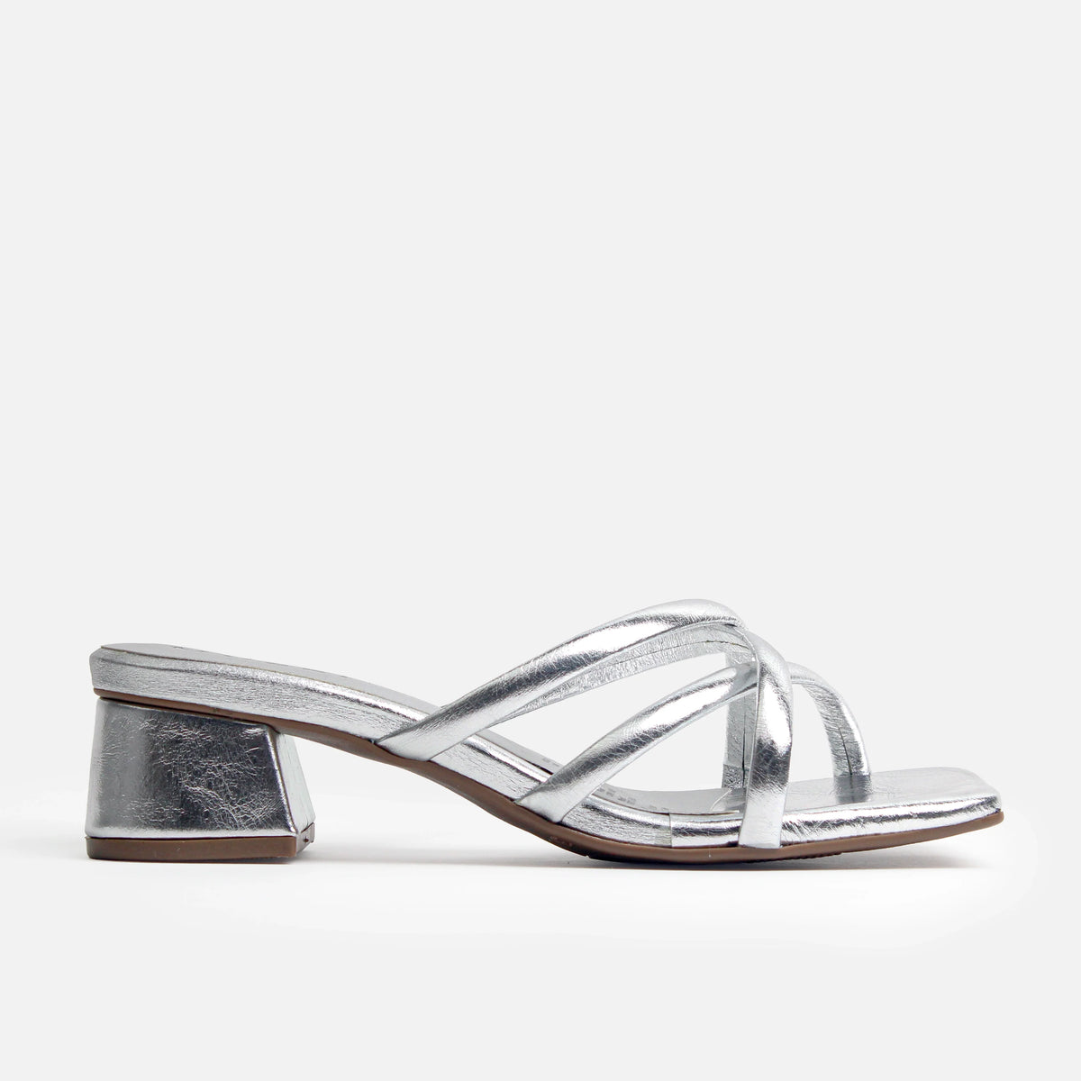Sandalia tacon auroris de cuero para mujer - Plateado