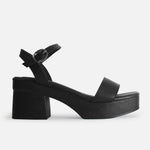 Sandalia tacon plataforma celestae de cuero para mujer - Negro