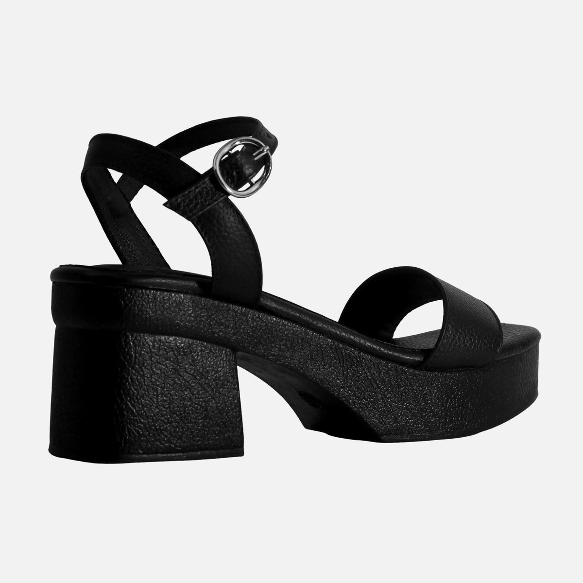 Sandalia tacon plataforma celestae de cuero para mujer - Negro