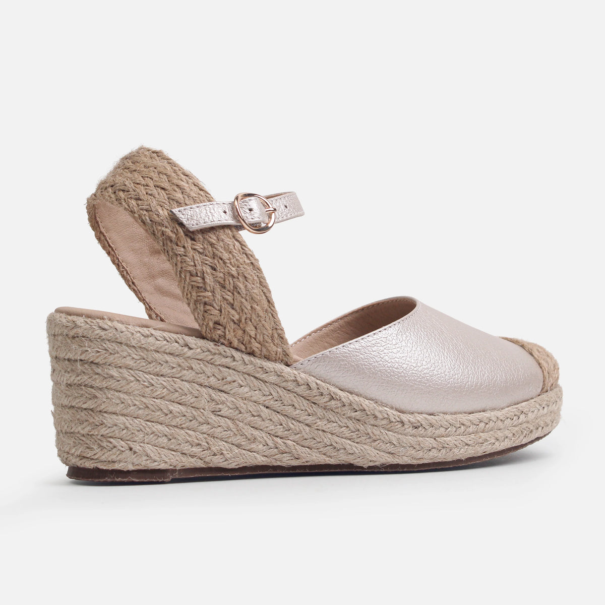 Sandalia plataforma ivoria de cuero para mujer - Oro