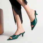 Sandalia tacon jadela de cuero para mujer - Verde