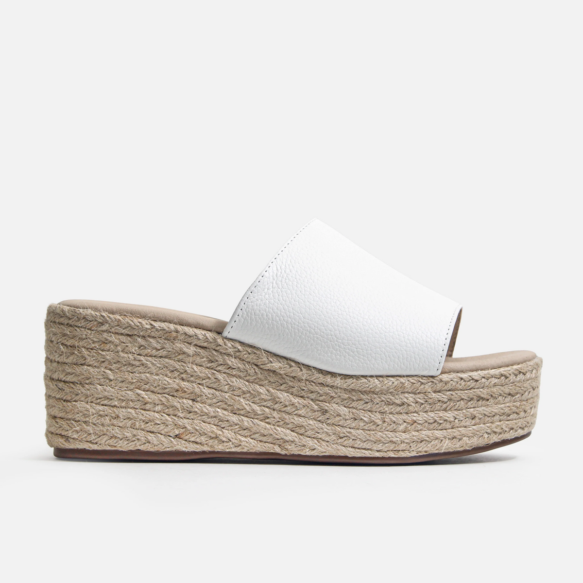 Sandalia plataforma aquamara de cuero para mujer - Blanco