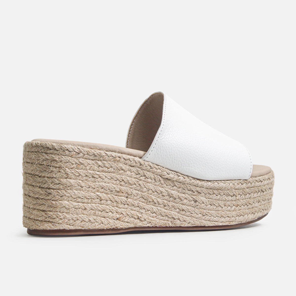 Sandalia plataforma aquamara de cuero para mujer - Blanco