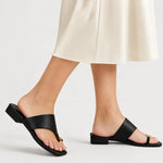Sandalia tacon lacia de cuero para mujer - Negro