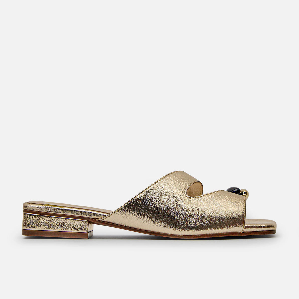Sandalia tacon lacia de cuero para mujer - Oro
