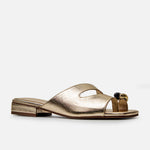 Sandalia tacon lacia de cuero para mujer - Oro