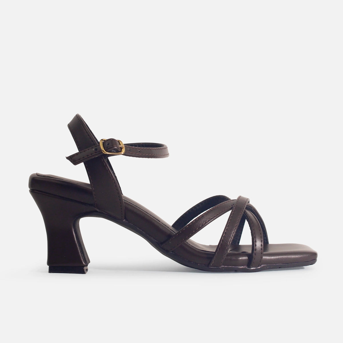 Sandalia tacon clarita de sintético para mujer - Café