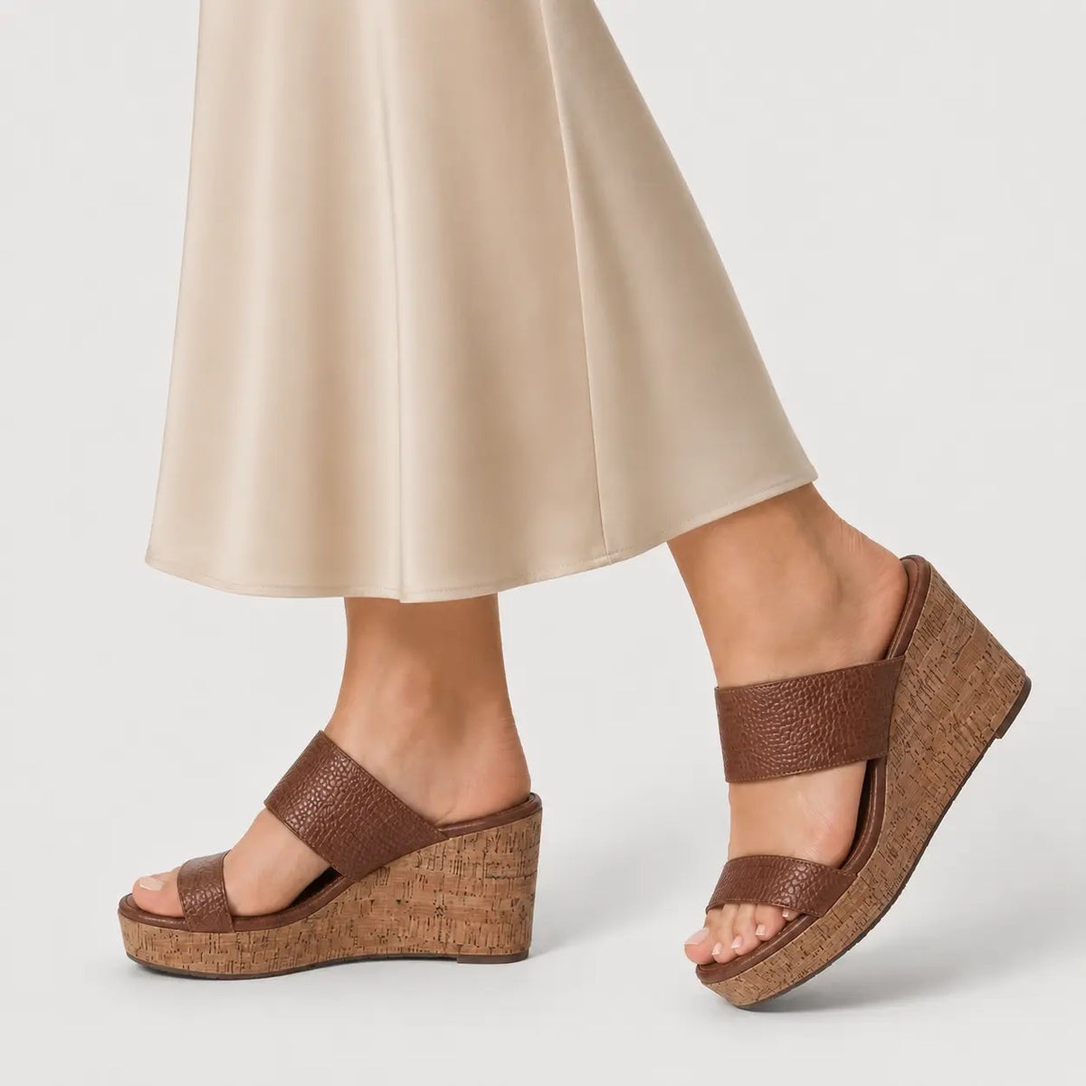 Sandalia plataforma dahlia de cuero para mujer - Miel