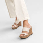 Sandalia plataforma dahlia de cuero para mujer - Hueso