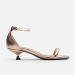 Sandalia tacon malva de cuero para mujer - Oro