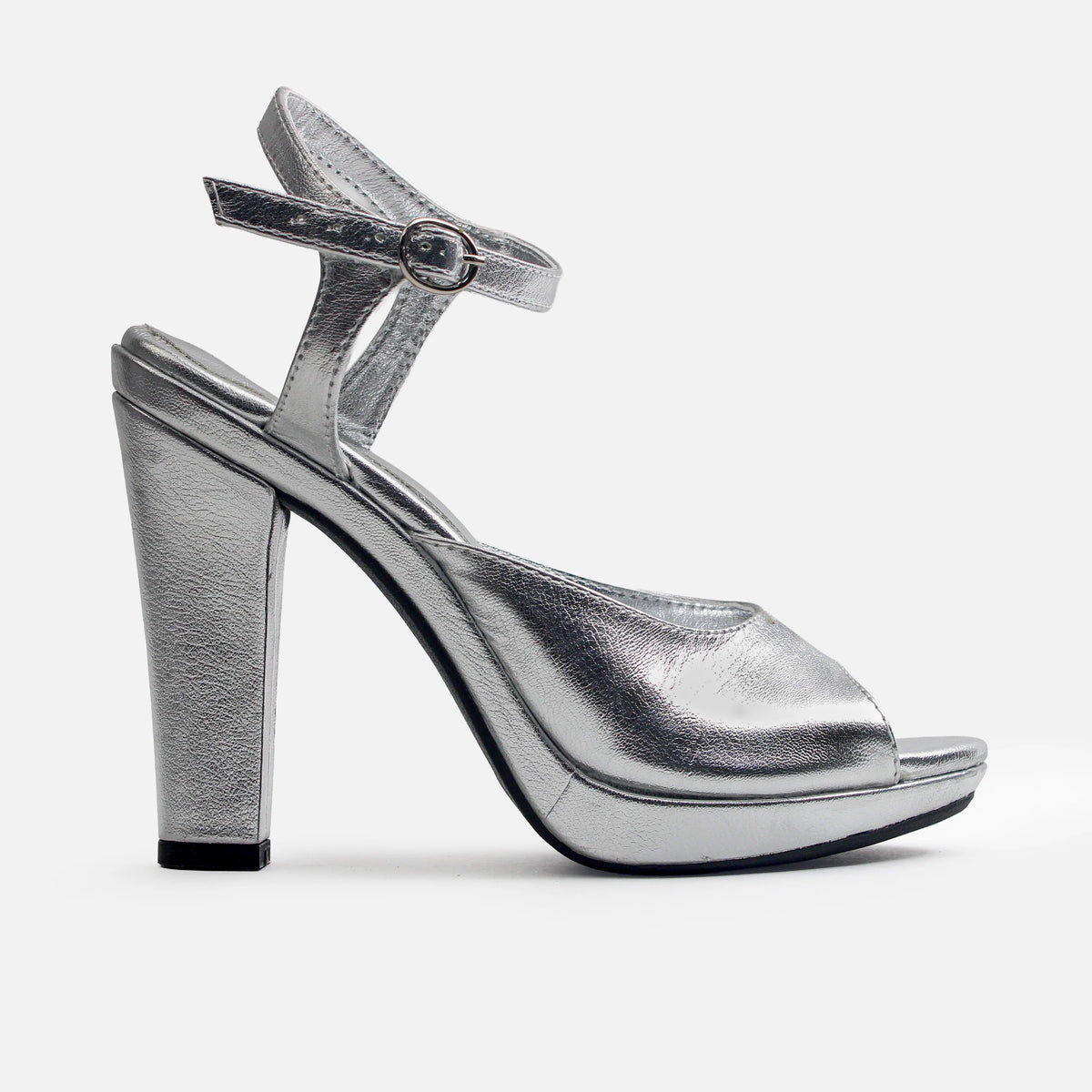 Sandalia tacon plataforma bruselas de sintético para mujer - Plateado