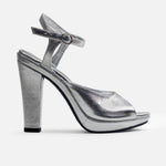 Sandalia tacon plataforma bruselas de sintético para mujer - Plateado