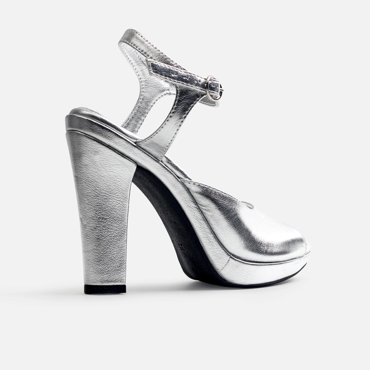 Sandalia tacon plataforma bruselas de sintético para mujer - Plateado