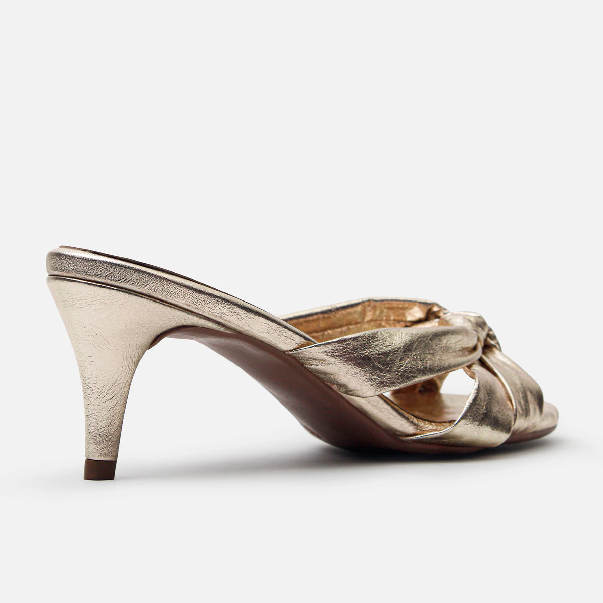 Zueco tacon menta de cuero para mujer - Oro