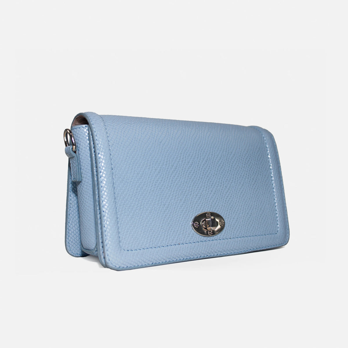Bolso manos libres luz de cuero para mujer - Celeste