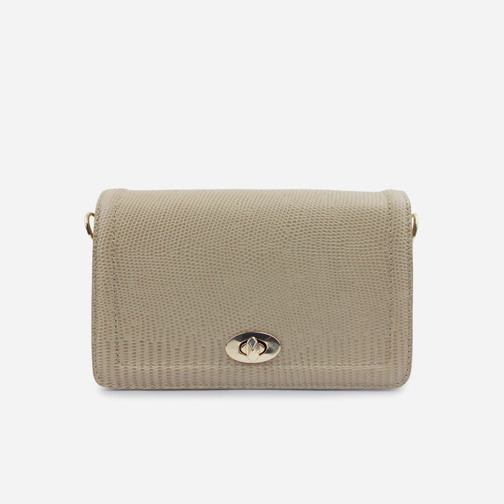 Bolso manos libres luz de cuero para mujer - Taupe