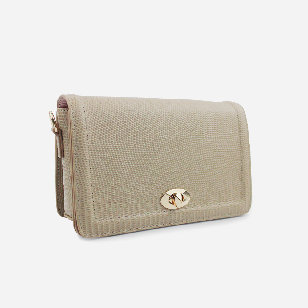 Bolso manos libres luz de cuero para mujer - Taupe