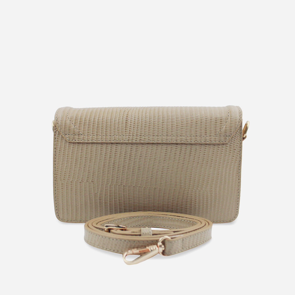 Bolso manos libres luz de cuero para mujer - Taupe