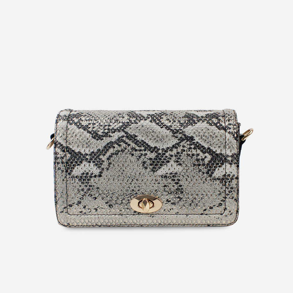 Bolso manos libres luz de cuero para mujer - Culebra negro