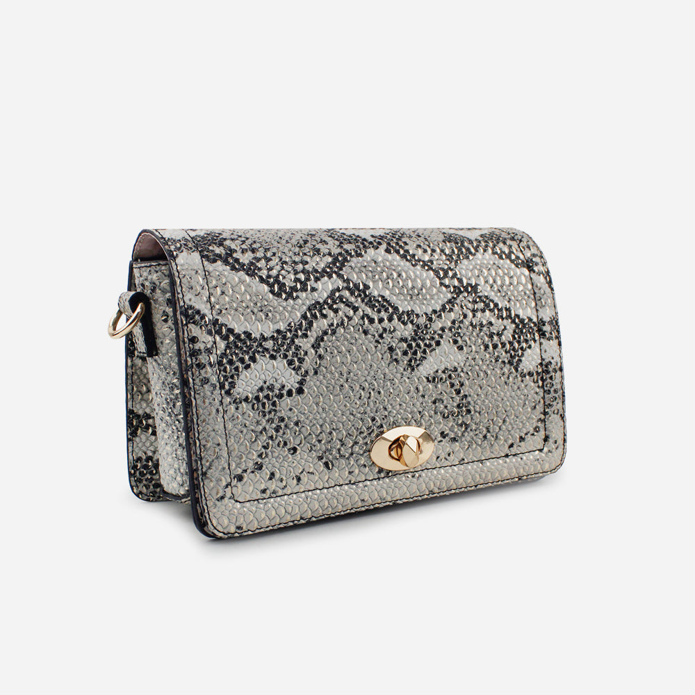 Bolso manos libres luz de cuero para mujer - Culebra negro