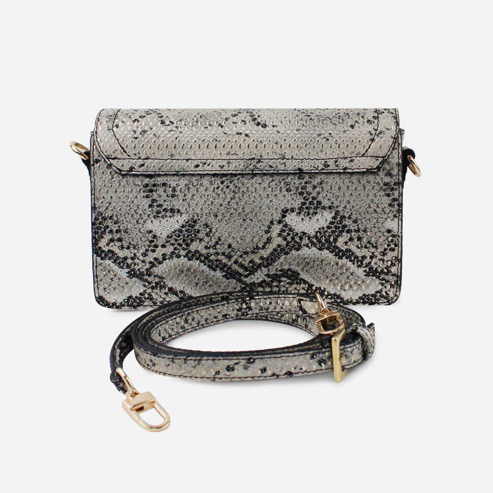 Bolso manos libres luz de cuero para mujer - Culebra negro