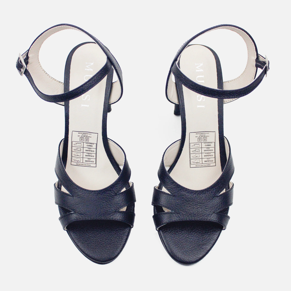 Sandalia tacon ivory de cuero para mujer - Negro