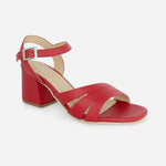 Sandalia tacon violeta de cuero para mujer - Rojo