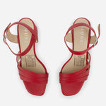 Sandalia tacon violeta de cuero para mujer - Rojo