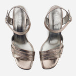 Sandalia tacon violeta de cuero para mujer - Bronce