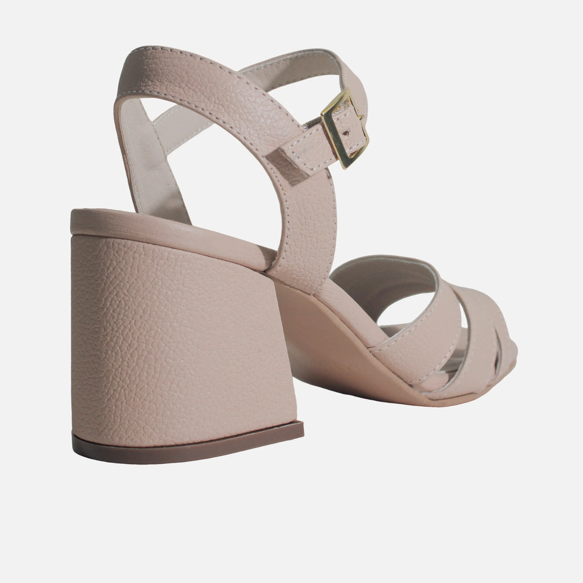 Sandalia tacon violeta de cuero para mujer - Nude