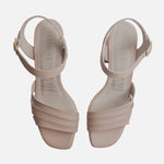 Sandalia tacon violeta de cuero para mujer - Nude