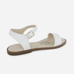 Sandalia plana atabey de cuero para mujer - Blanco