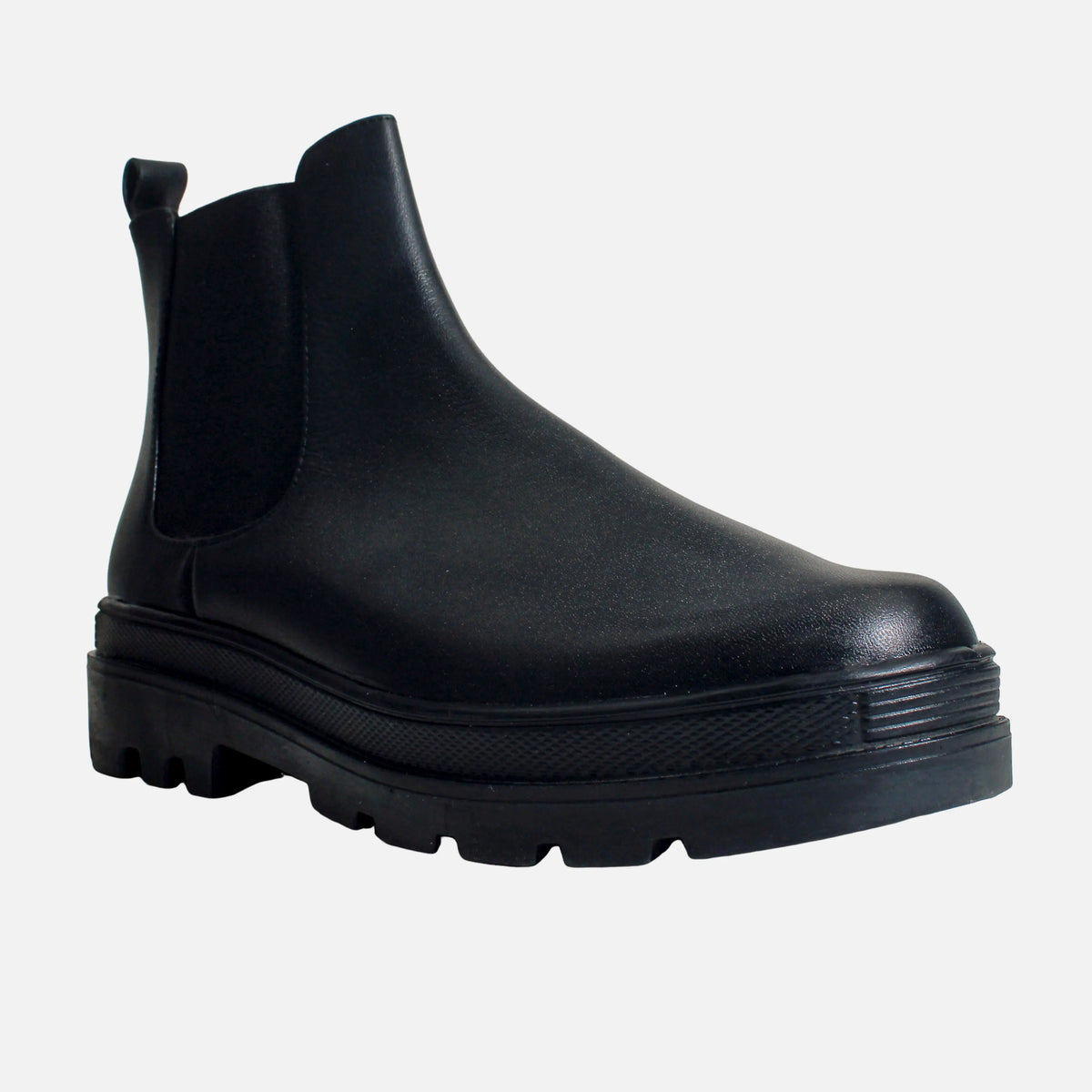 Botin flatform milan de cuero para mujer- Negro