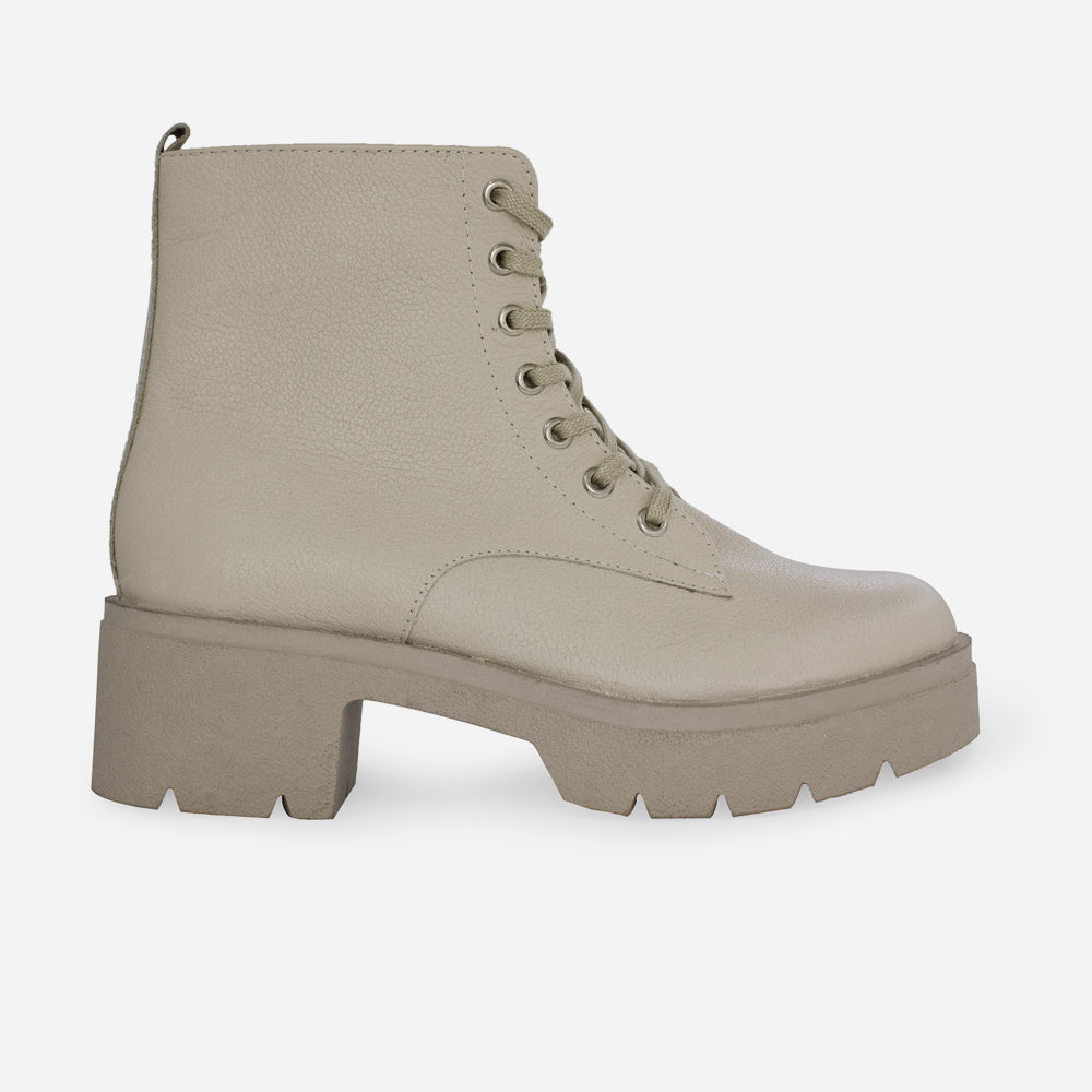 Botin con cordones banjul de cuero para mujer - Hueso