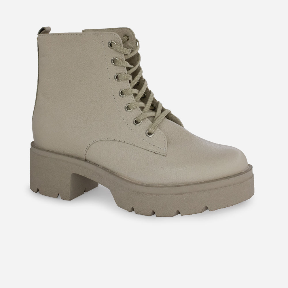 Botin con cordones banjul de cuero para mujer - Hueso