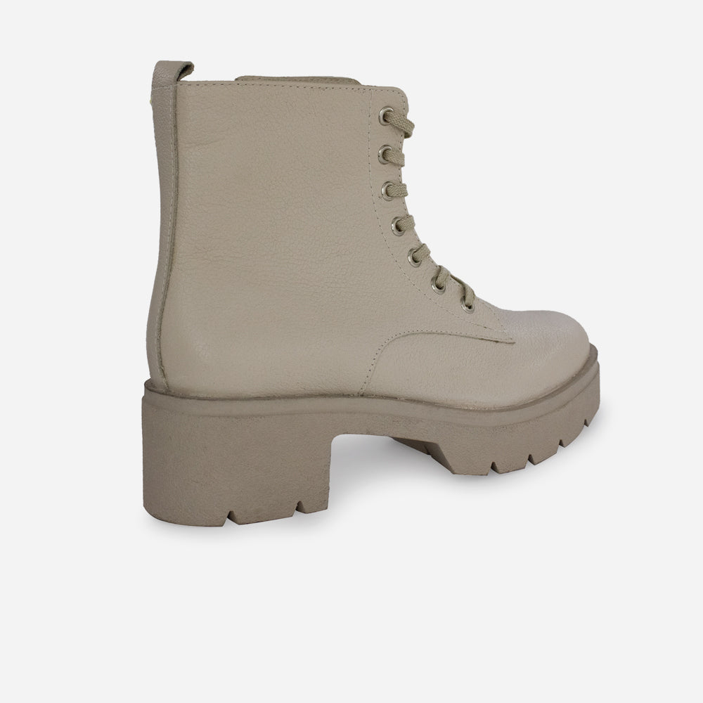 Botin con cordones banjul de cuero para mujer - Hueso